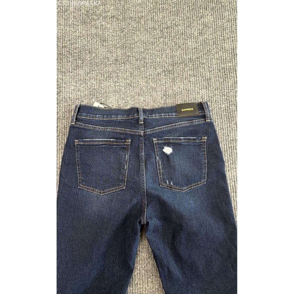 Express Women's Dark Wash Blue High Rise Flare Jeans Sz 8L NWT - Picture 9 of 10